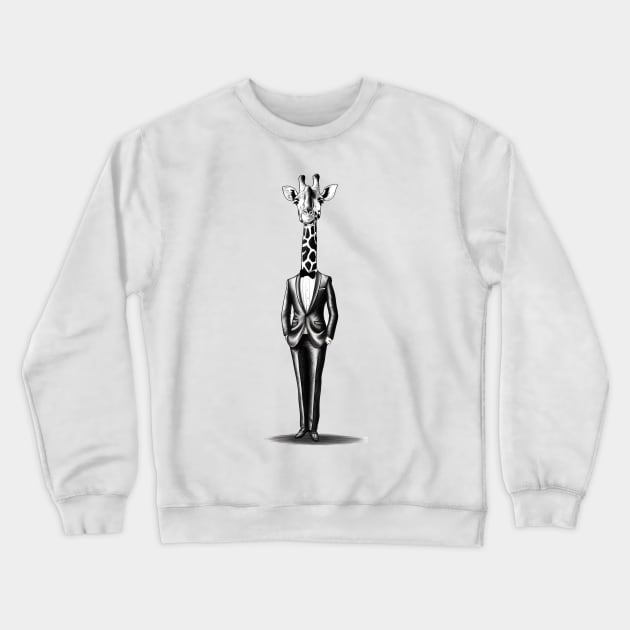 Giraffe In Suit Crewneck Sweatshirt by Merchweaver